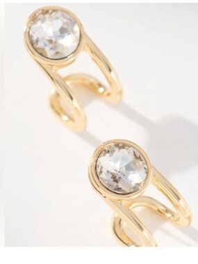 New! Anthropologie Gold Plated Crystal Huggie Earrings (2019) NWT